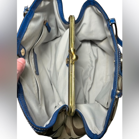 Authentic Coach Khaki & Royal Blue Caryall Bag - Picture 7 of 10